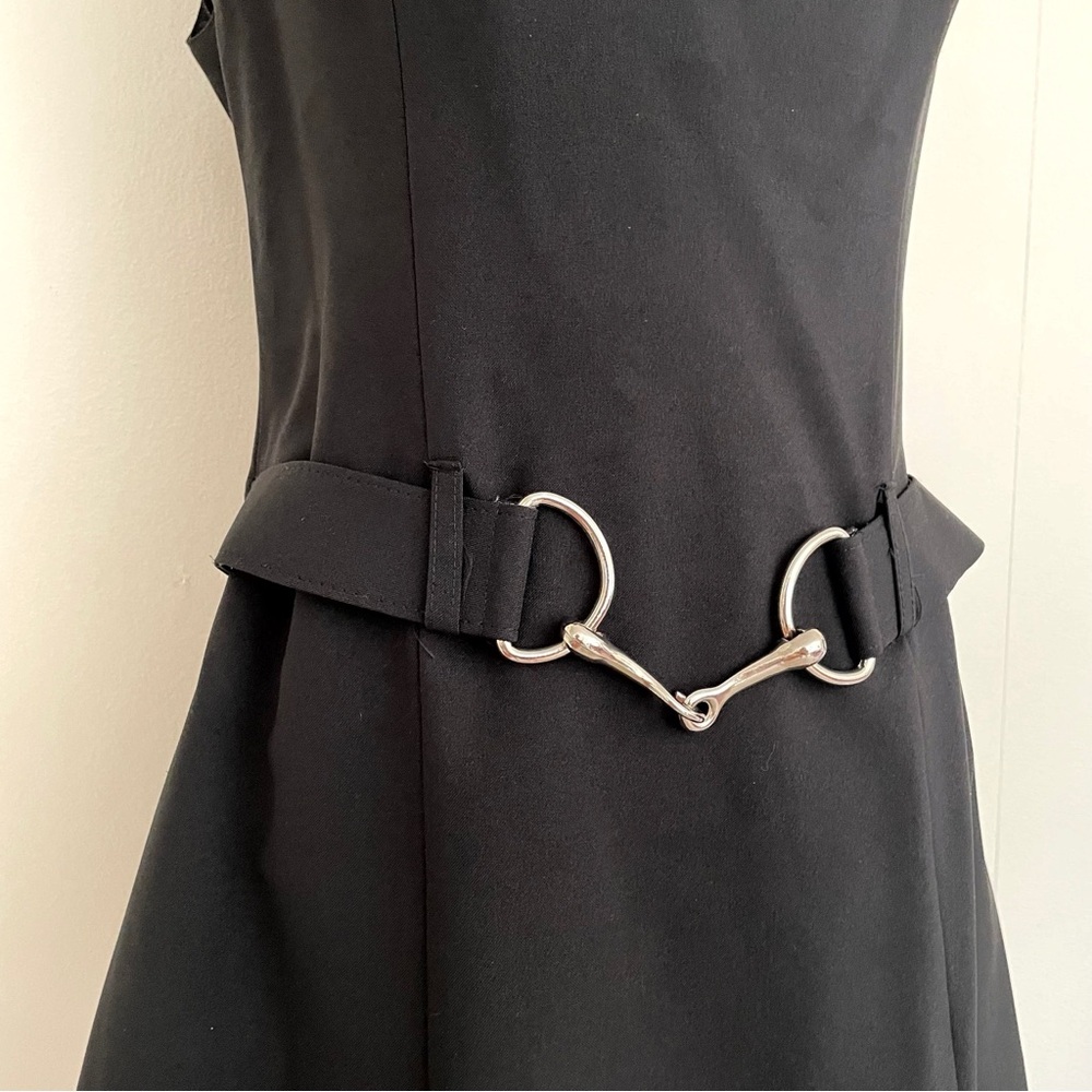 SOLD :: Vintage 90s Does 60s Belted Little Black Dress - Picture 3 of 5